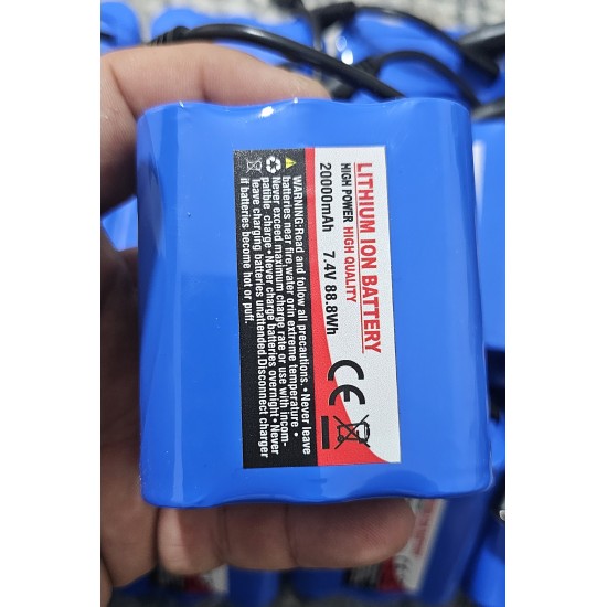 20.000mAH PİL 7.4V 8.4V BÜYÜK PİL 16 KONUM TEKNERE UYUMLU YÜKSEK KALİTELİ PİL
