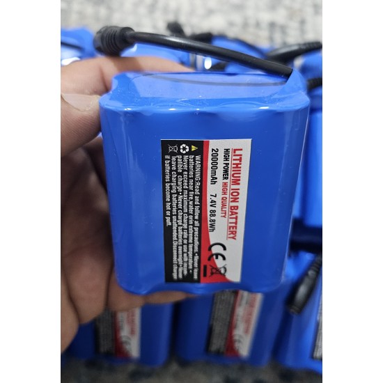 20.000mAH PİL 7.4V 8.4V BÜYÜK PİL 16 KONUM TEKNERE UYUMLU YÜKSEK KALİTELİ PİL